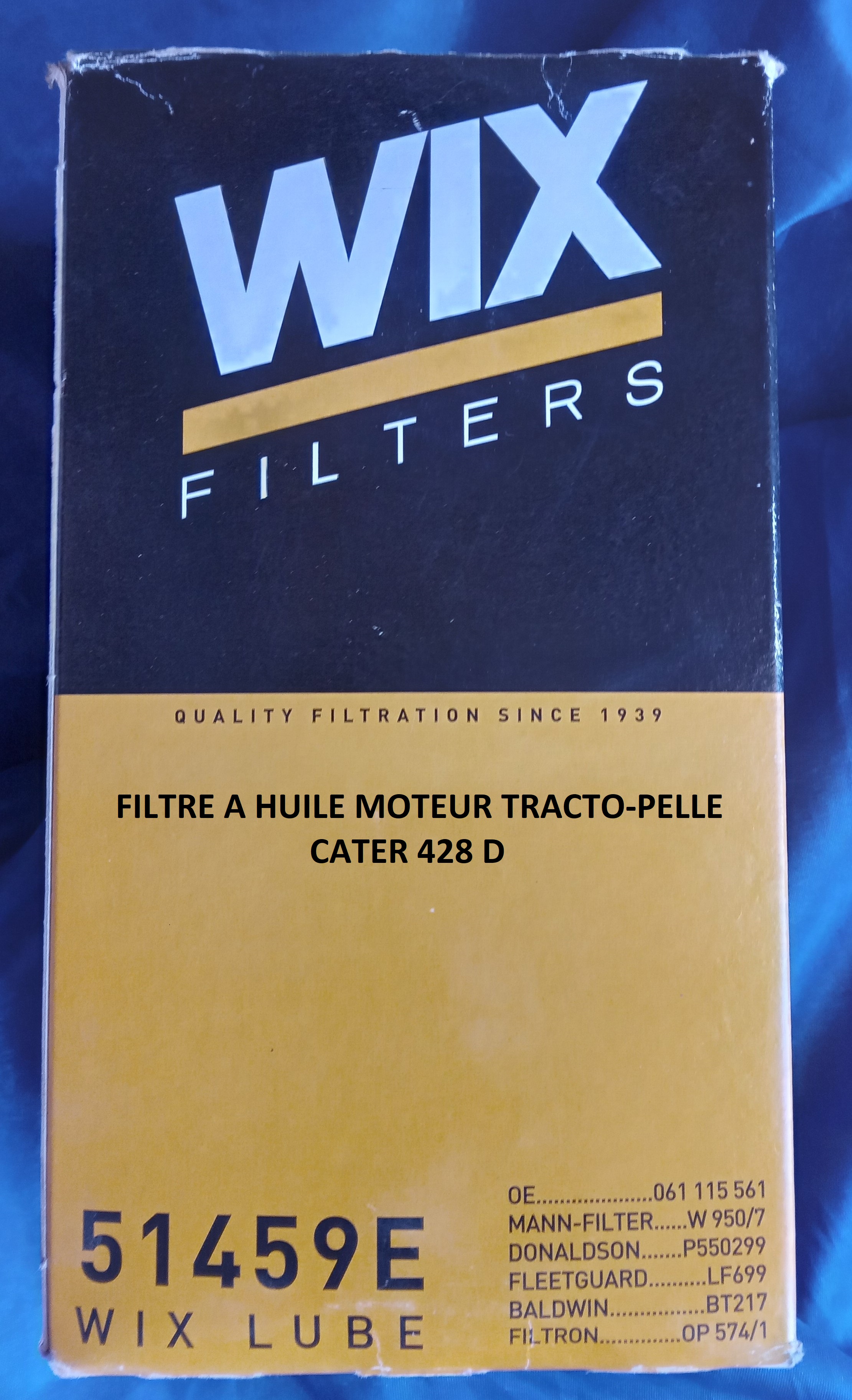 FILTRE HUILE MOTEUR TRACTORPELLE CAT 428D