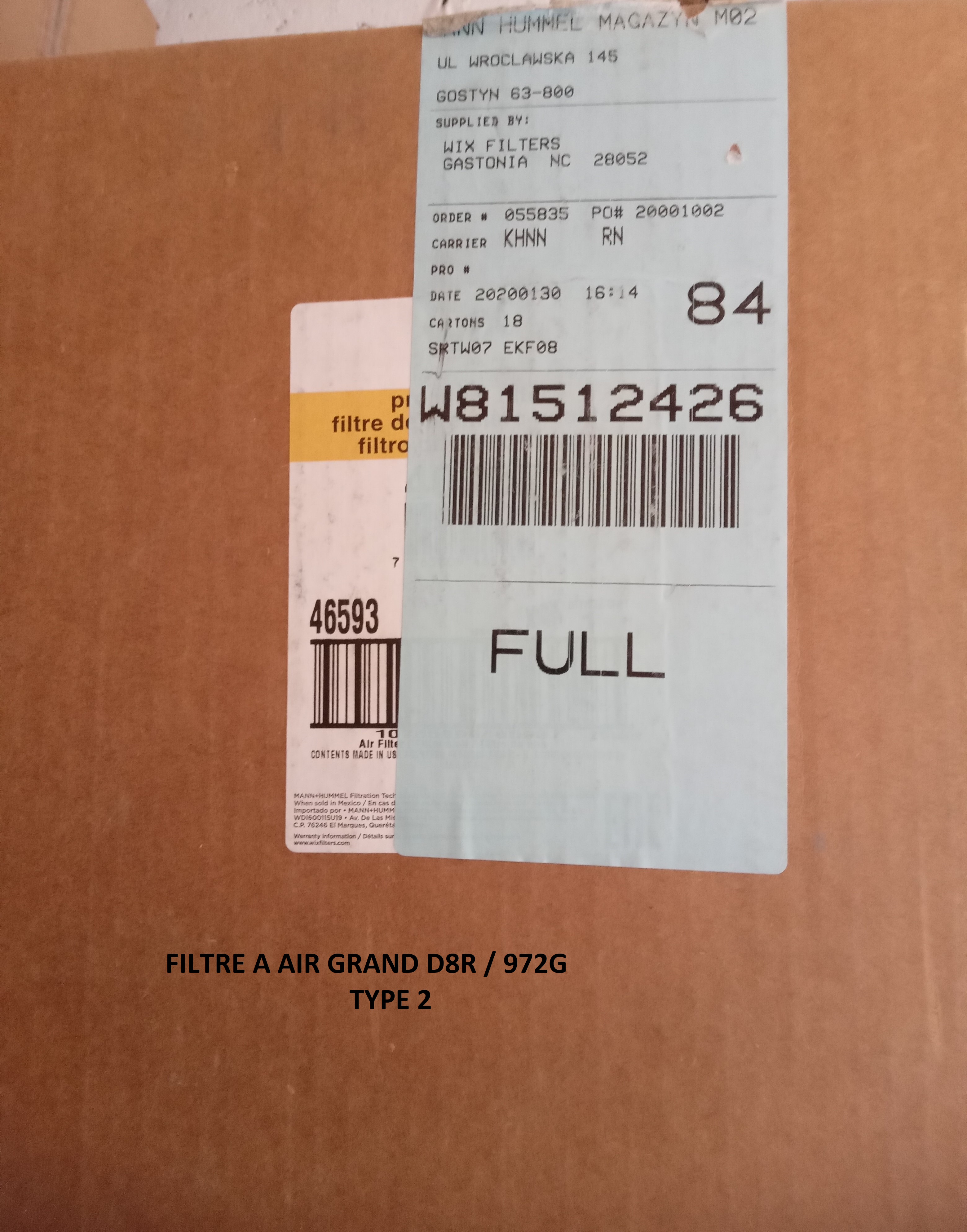 FILTRE A AIR GRAND D8R ET 972GT2